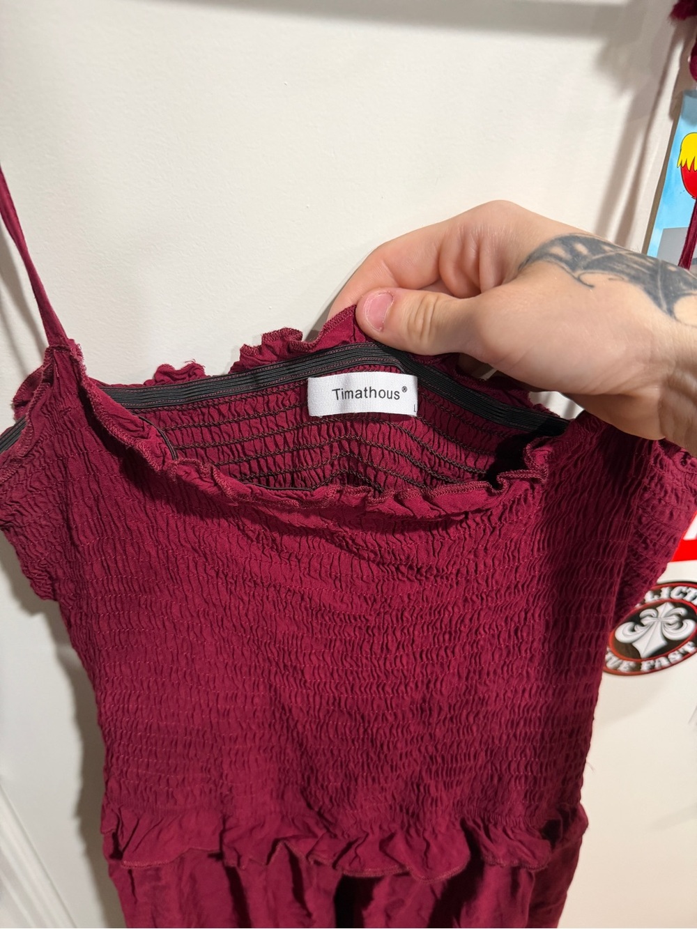 Timathous Burgundy Smocked Cami Dress